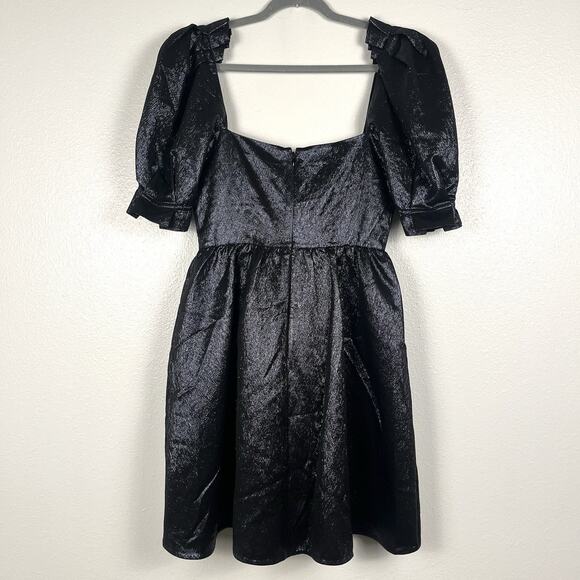 NWT Saloni Size 6 Rachel D Metallic Puff Sleeve Sweetheart Mini A-Line Dress - Picture 7 of 7